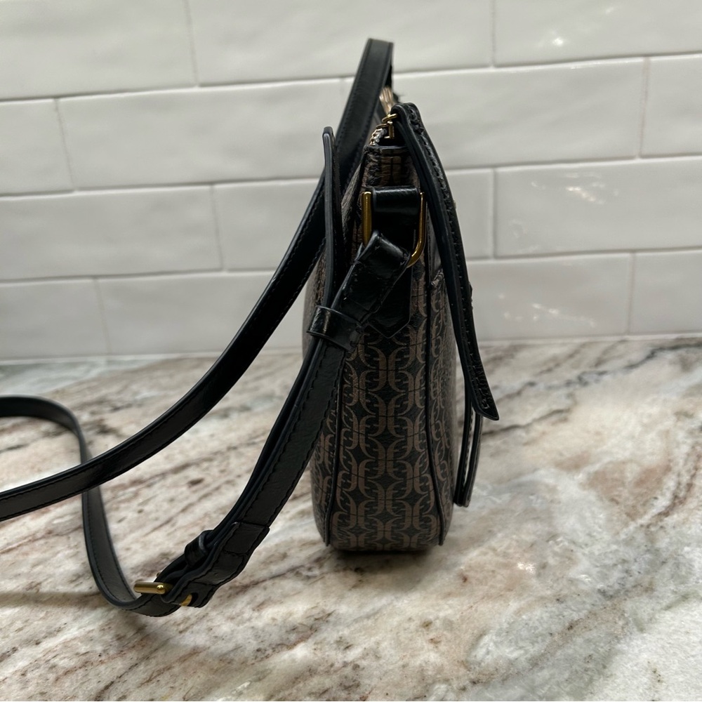 Fossil Farrah Crossbody Brown Black  Purse With Gold Key & Zipper Tassel - Picture 7 of 13